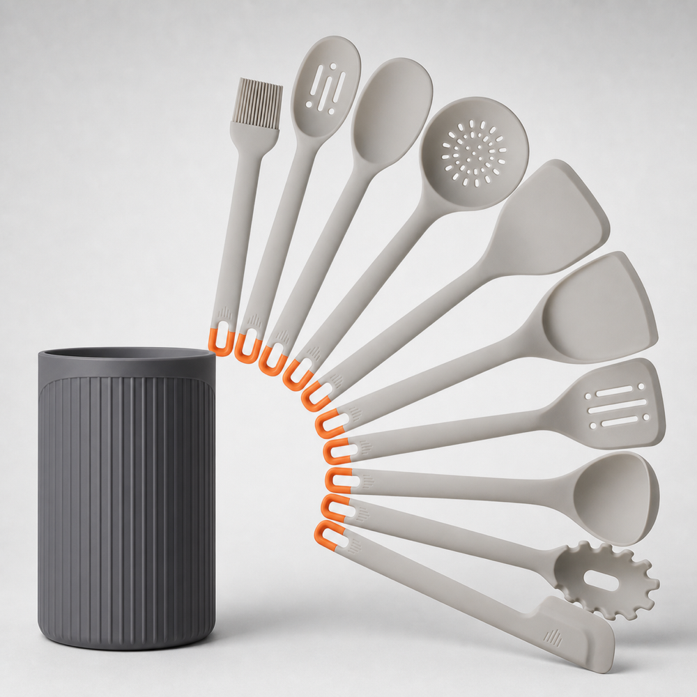 11-Piece Silicone Kitchen Utensil Set with Holder