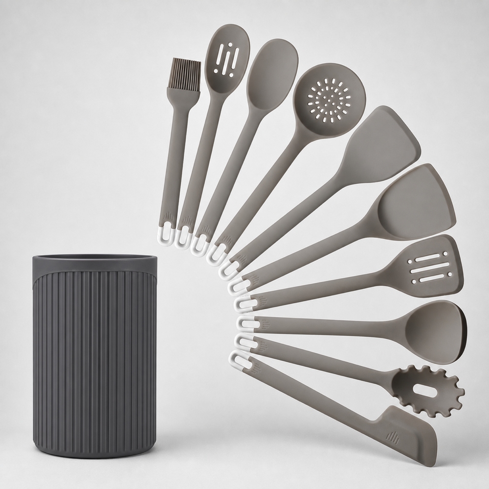 11-Piece Silicone Kitchen Utensil Set with Holder