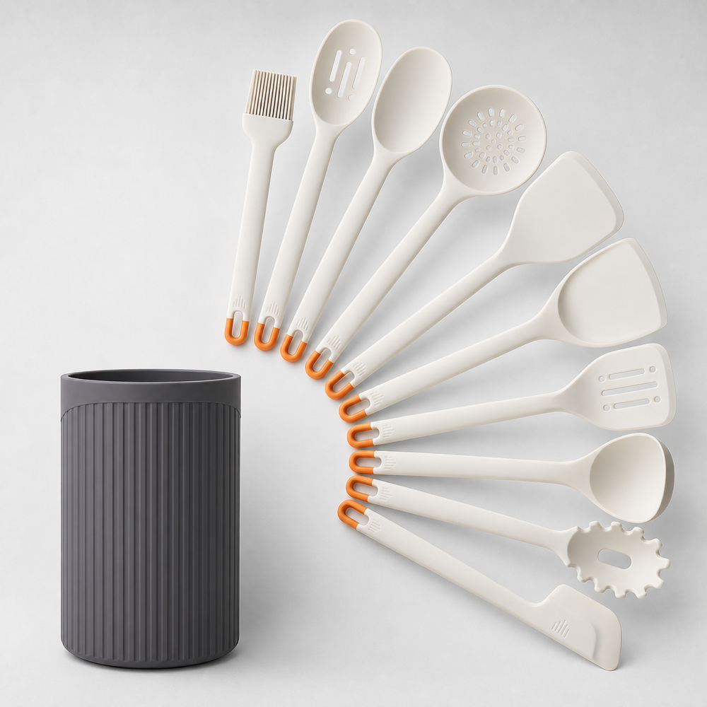 11-Piece Silicone Kitchen Utensil Set with Holder