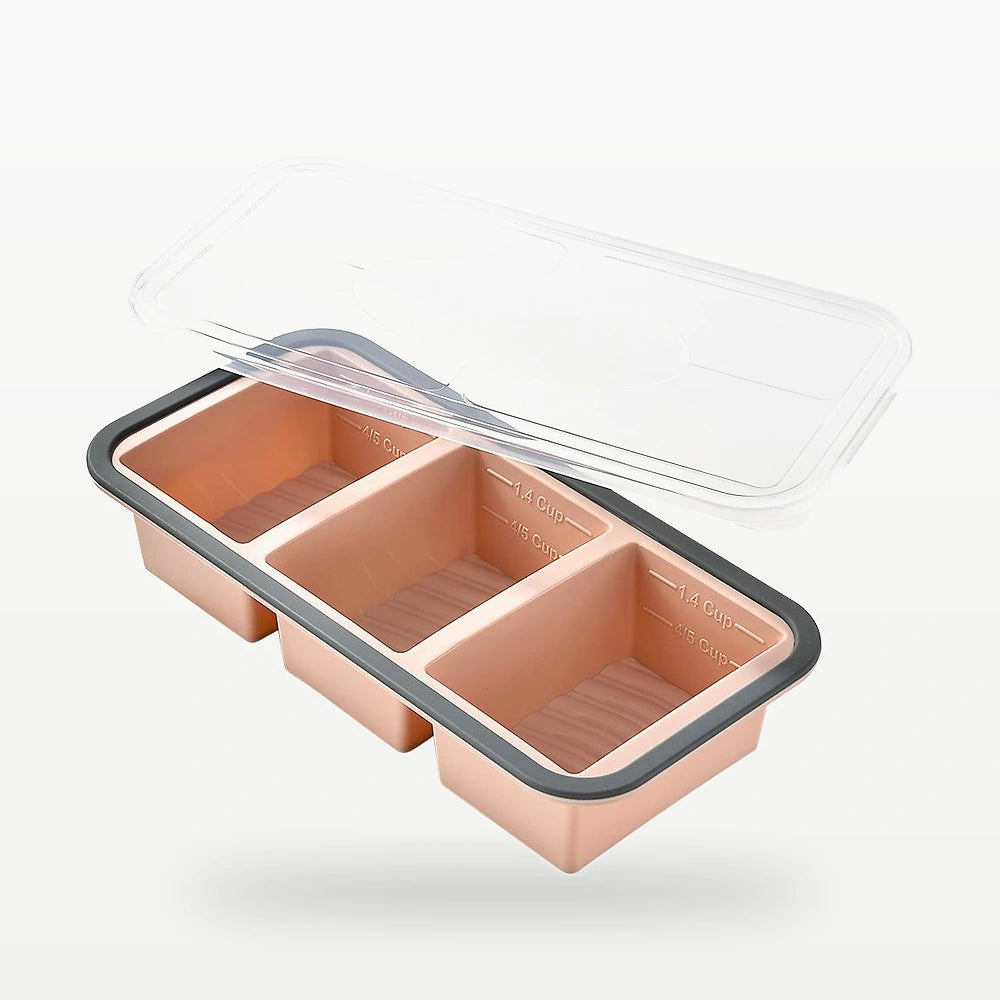 3-Compartment Silicone Cake Mold with Lid