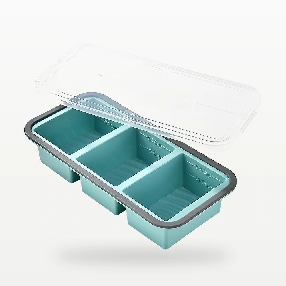 3-Compartment Silicone Cake Mold with Lid