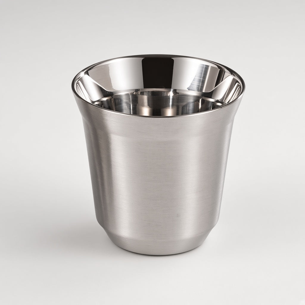 80ml Double-Wall Coffee Cup | 304 Stainless Steel + PTFE Coating