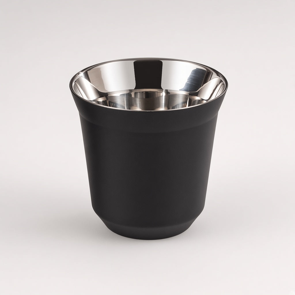 80ml Double-Wall Coffee Cup | 304 Stainless Steel + PTFE Coating