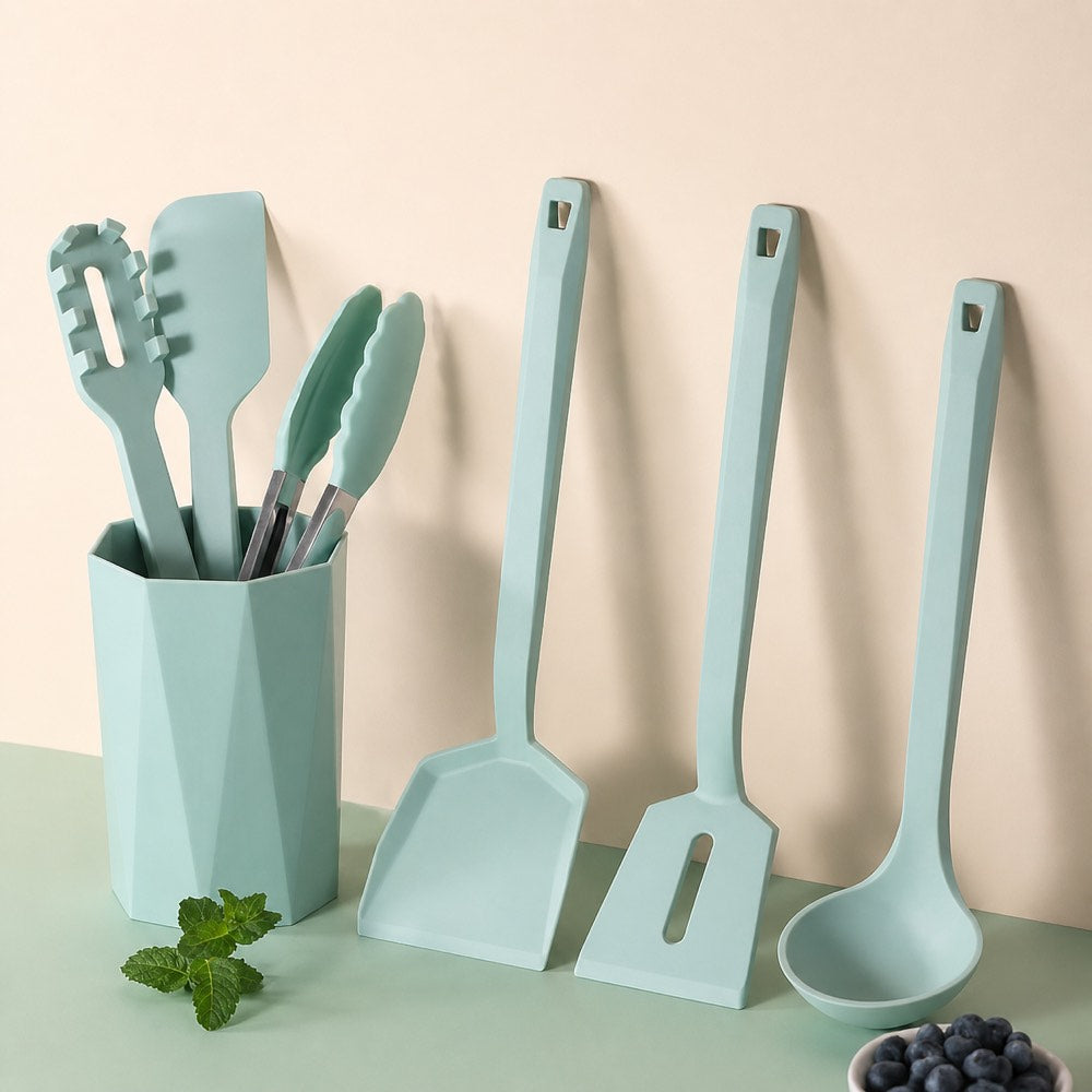 7-Piece One-Piece Silicone Kitchen Utensil Set with Holder