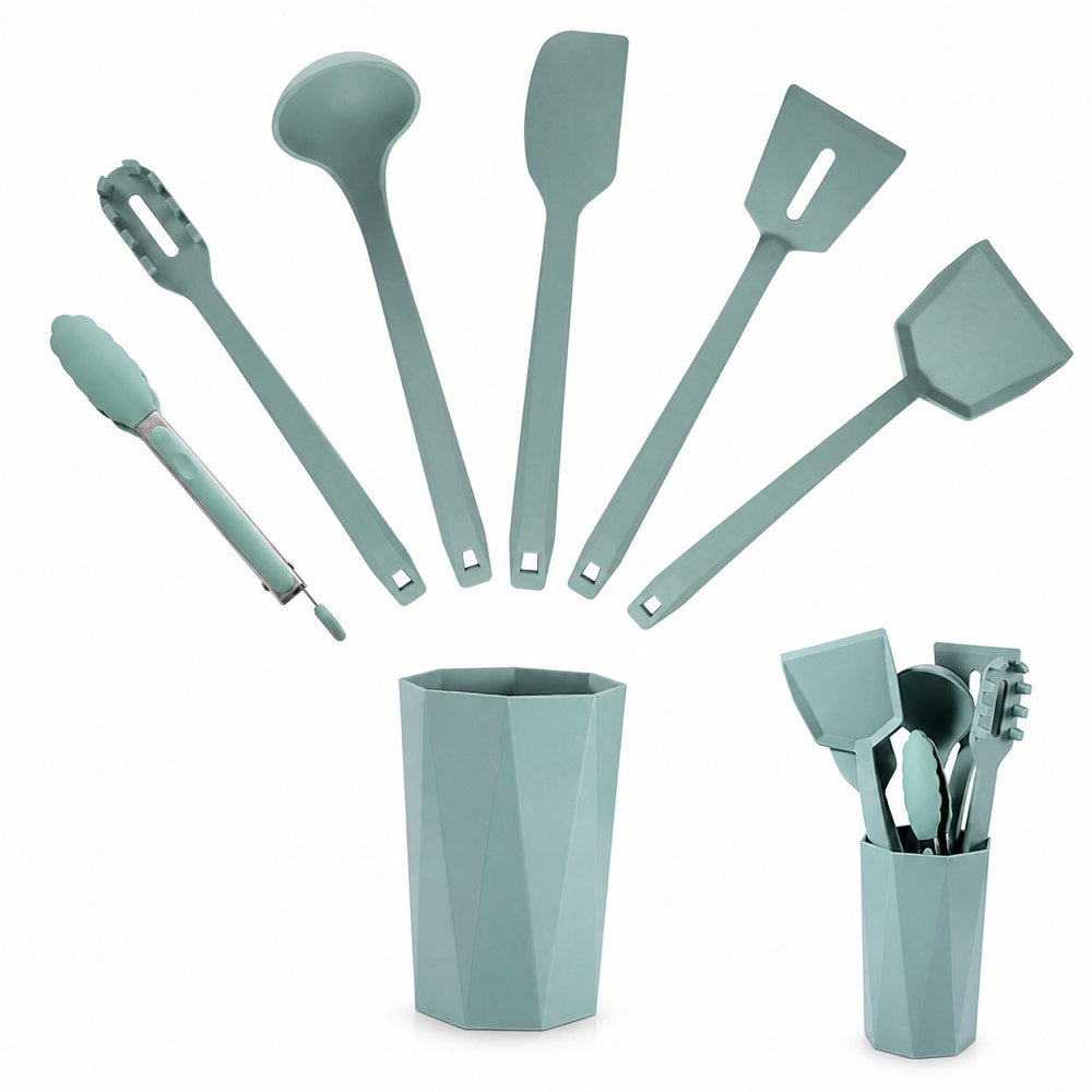 7-Piece One-Piece Silicone Kitchen Utensil Set with Holder