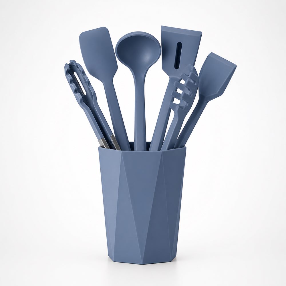 7-Piece One-Piece Silicone Kitchen Utensil Set with Holder
