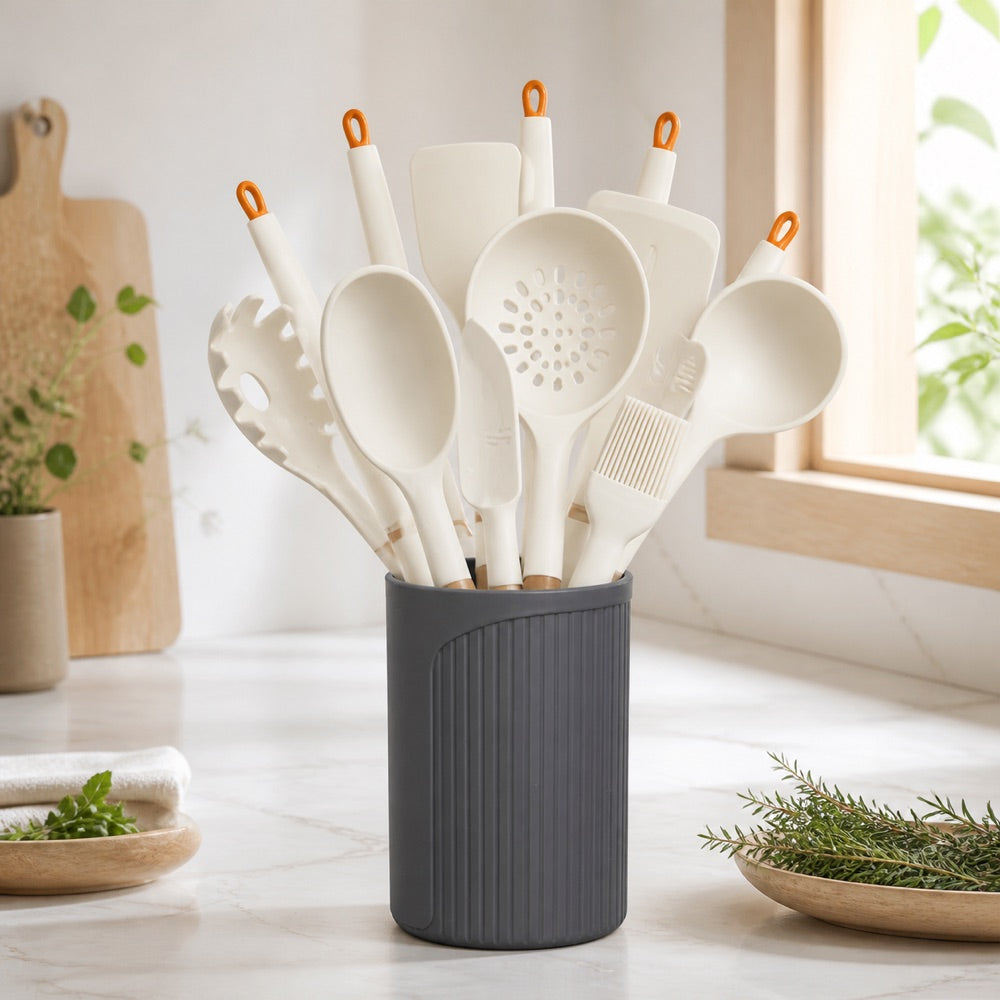 11-Piece Silicone Kitchen Utensil Set with Holder