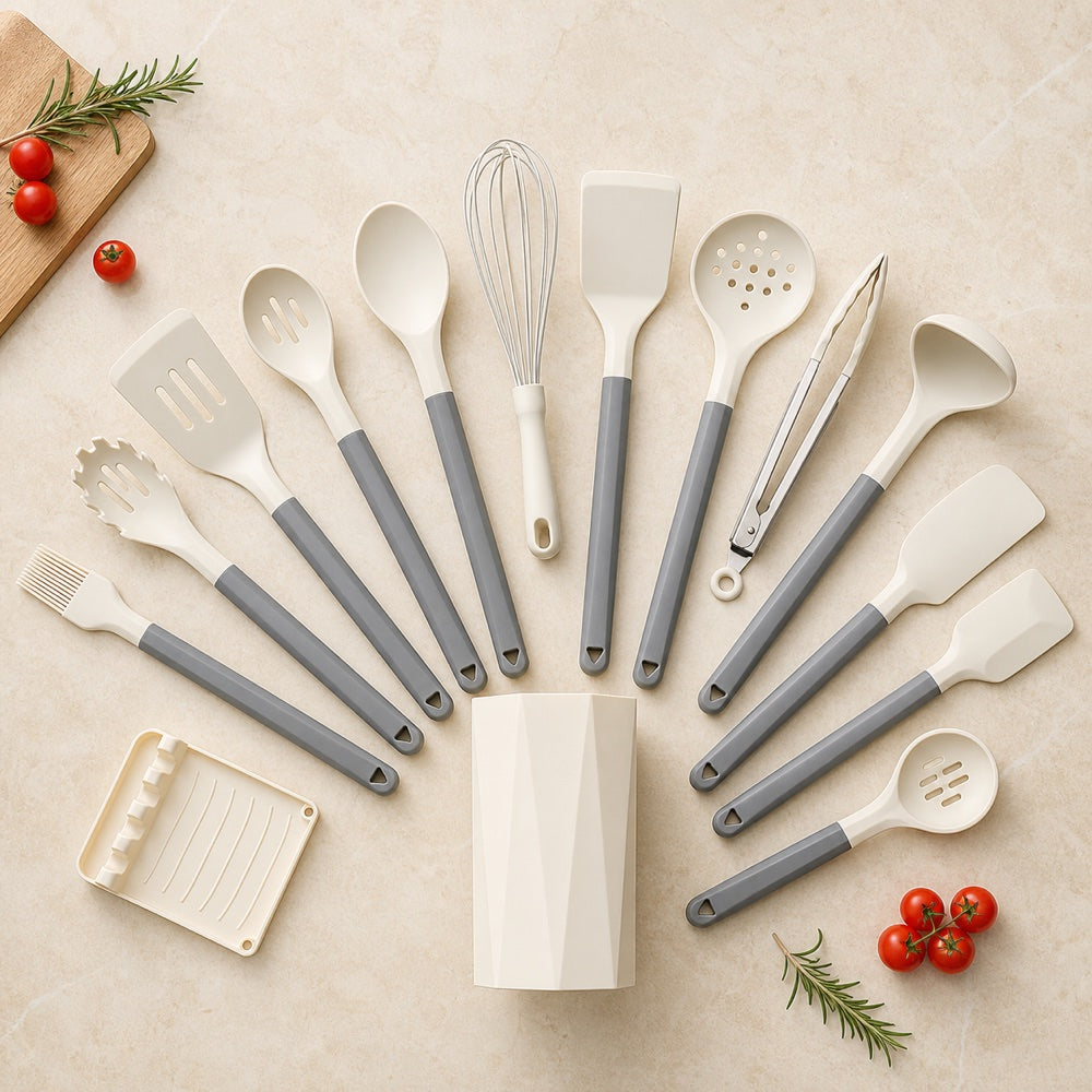 13-Piece Silicone Kitchen Utensil Set with Holder