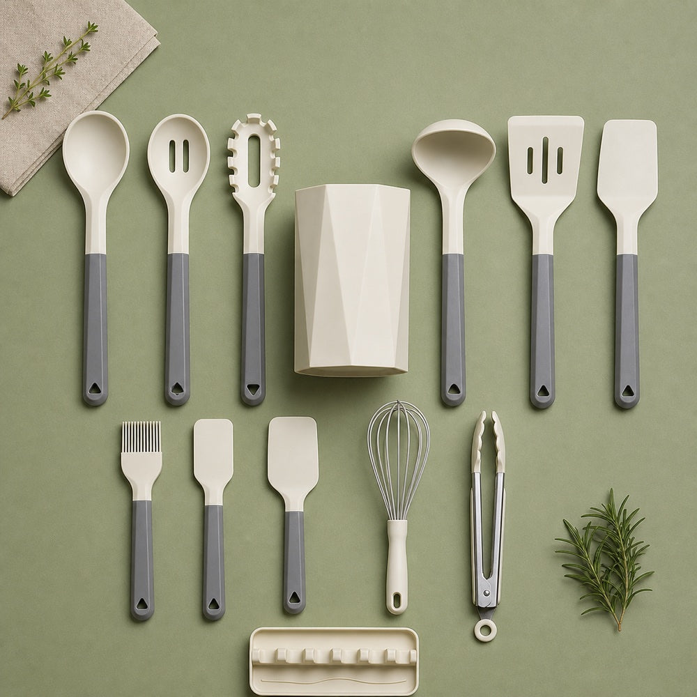 13-Piece Silicone Kitchen Utensil Set with Holder