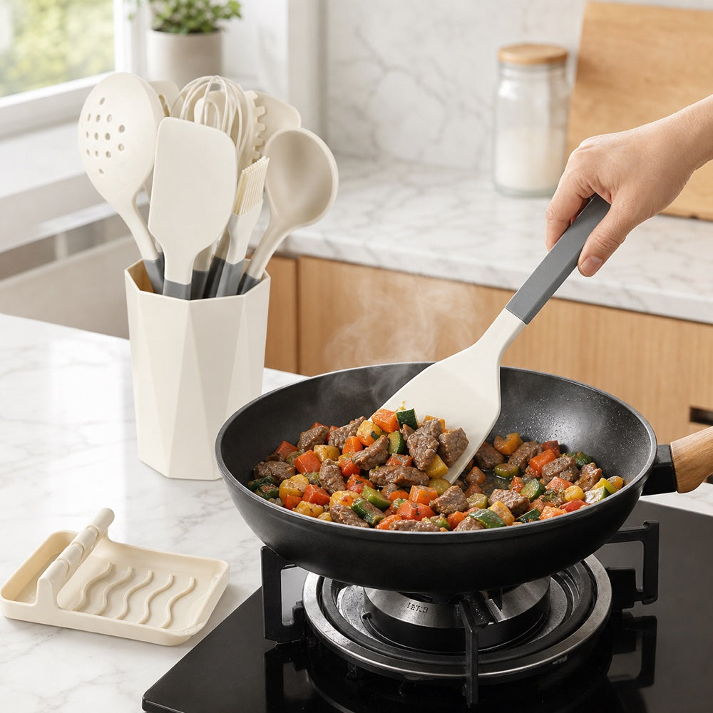 13-Piece Silicone Kitchen Utensil Set with Holder