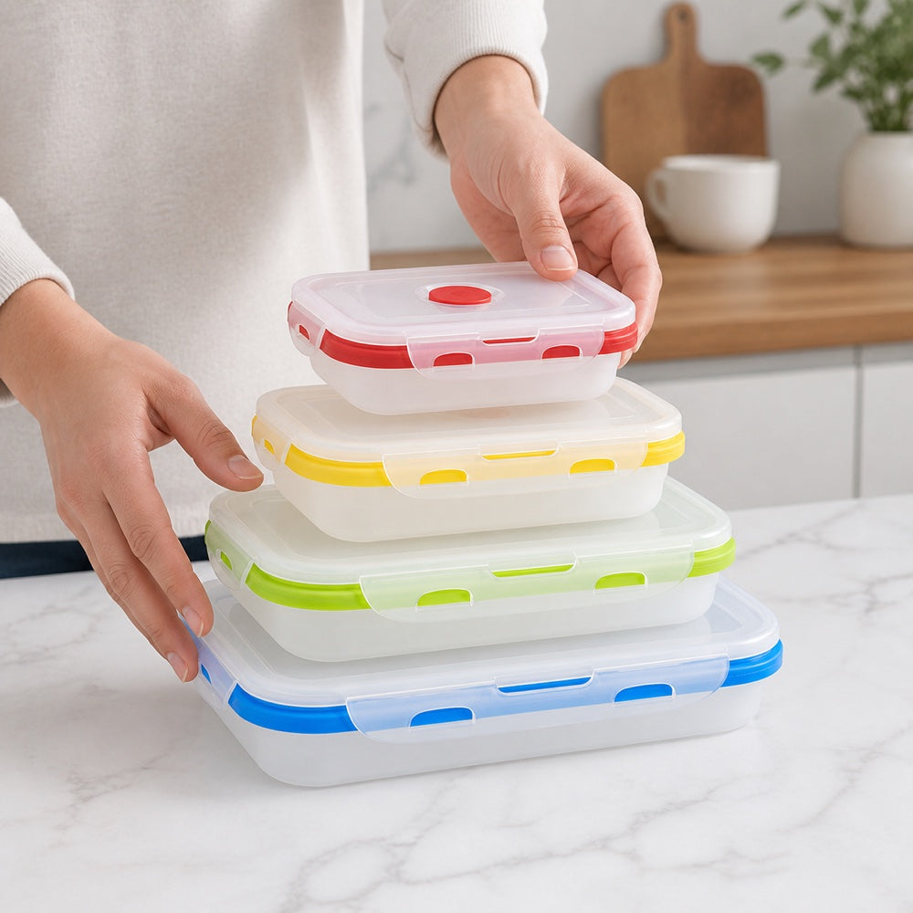 Rectangular Silicone Collapsible Lunch Box 350/540/800/1200ml