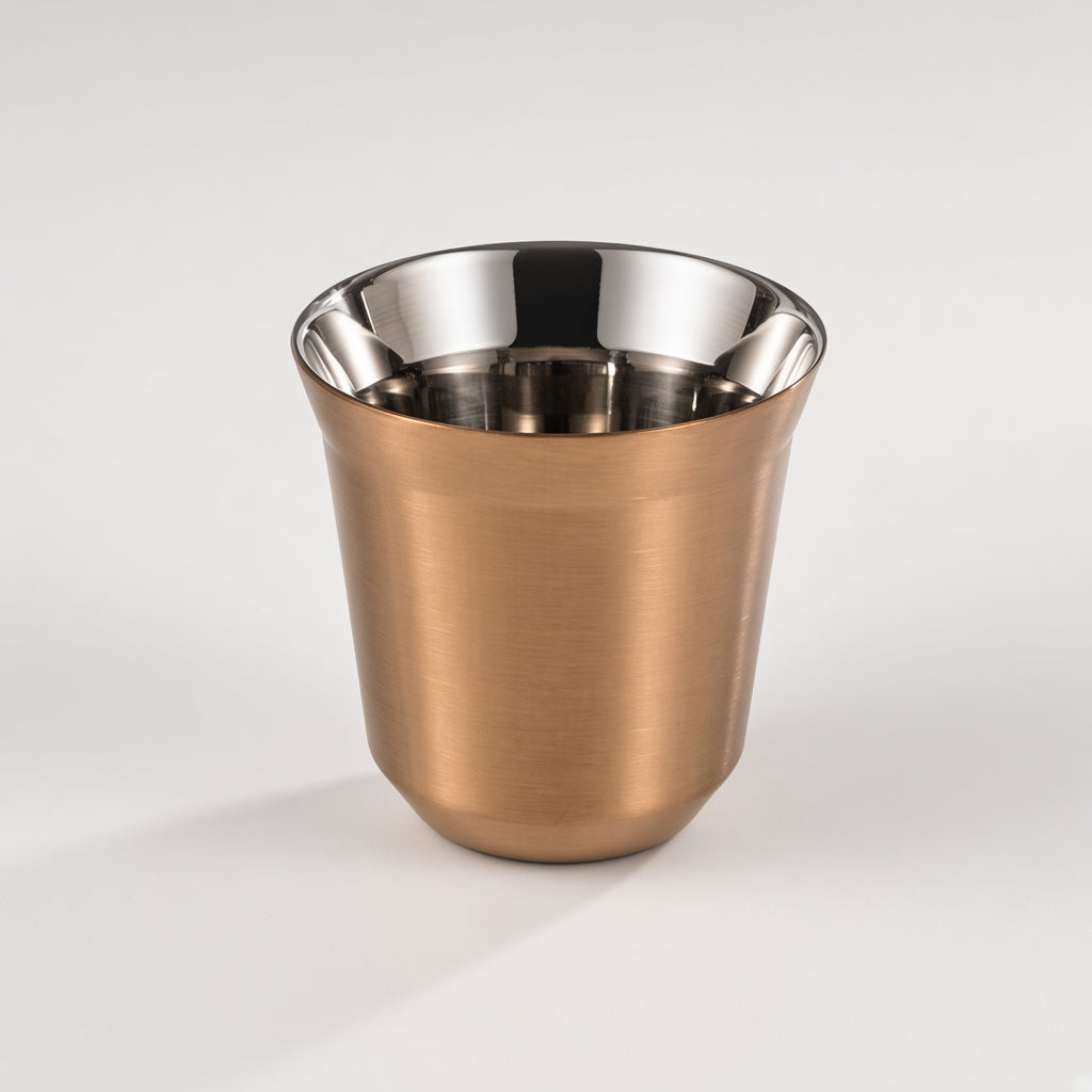 80ml Double-Wall Coffee Cup | 304 Stainless Steel + PTFE Coating